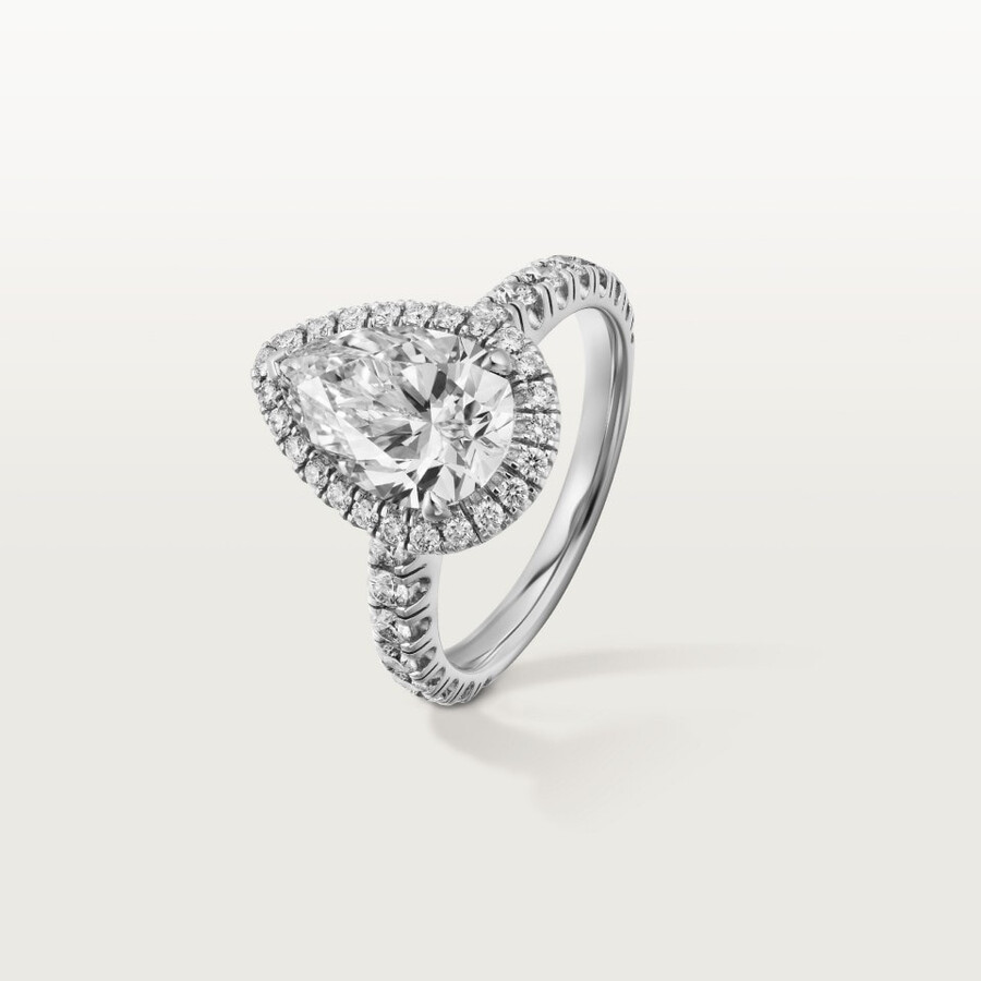 solitario cartier destinée diamante a forma di pera pavé