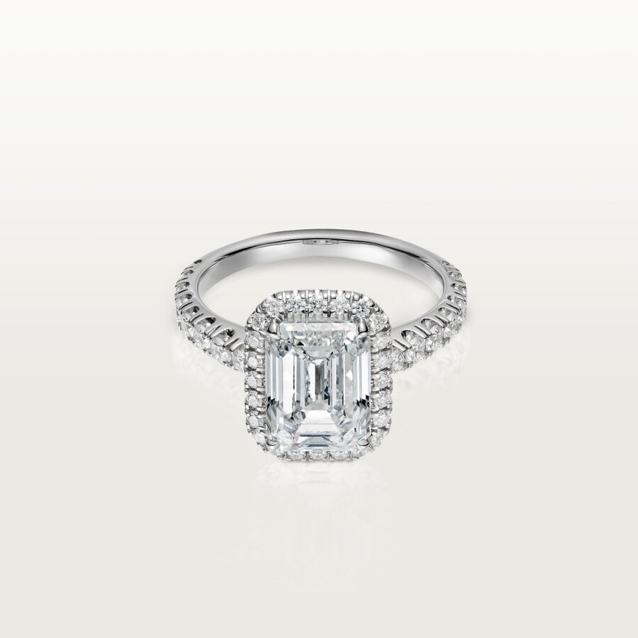 solitario cartier destinée diamanti taglio smeraldo pavé