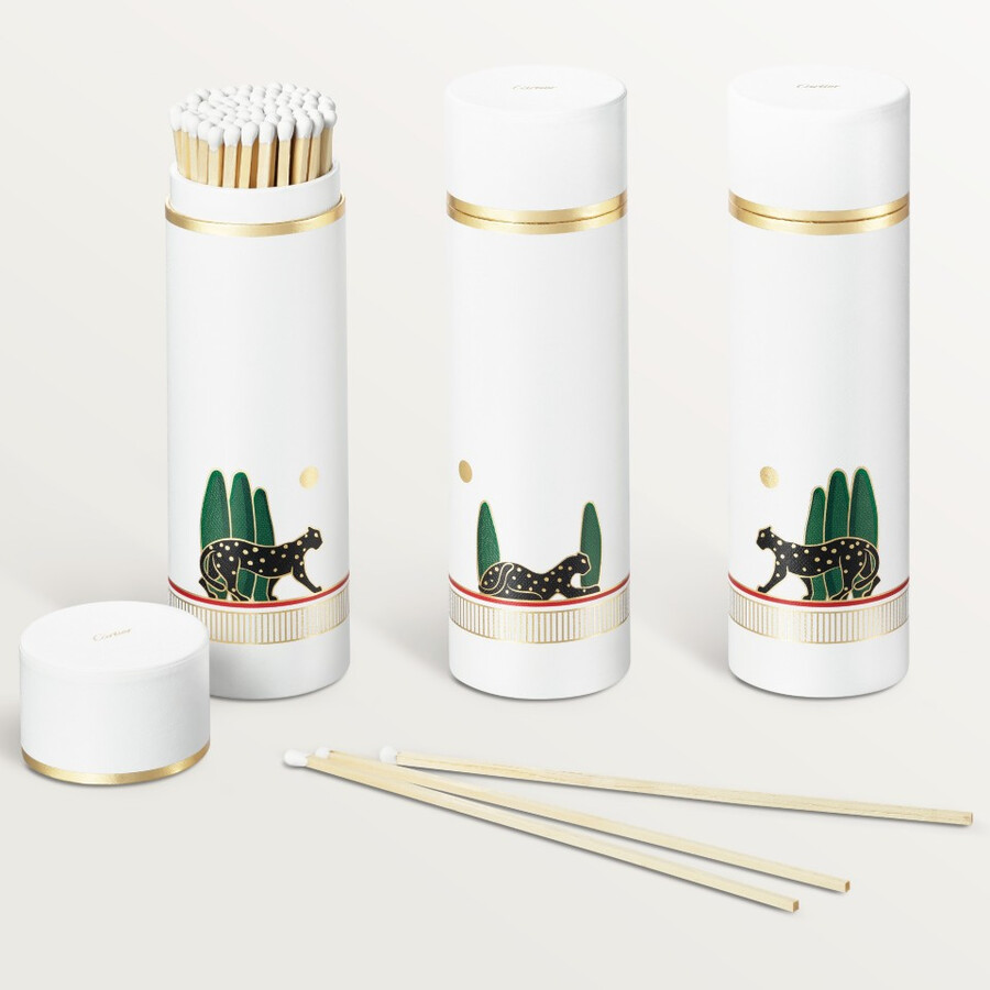 set di 3 scatole di fiammiferi cartier panthère modello grande