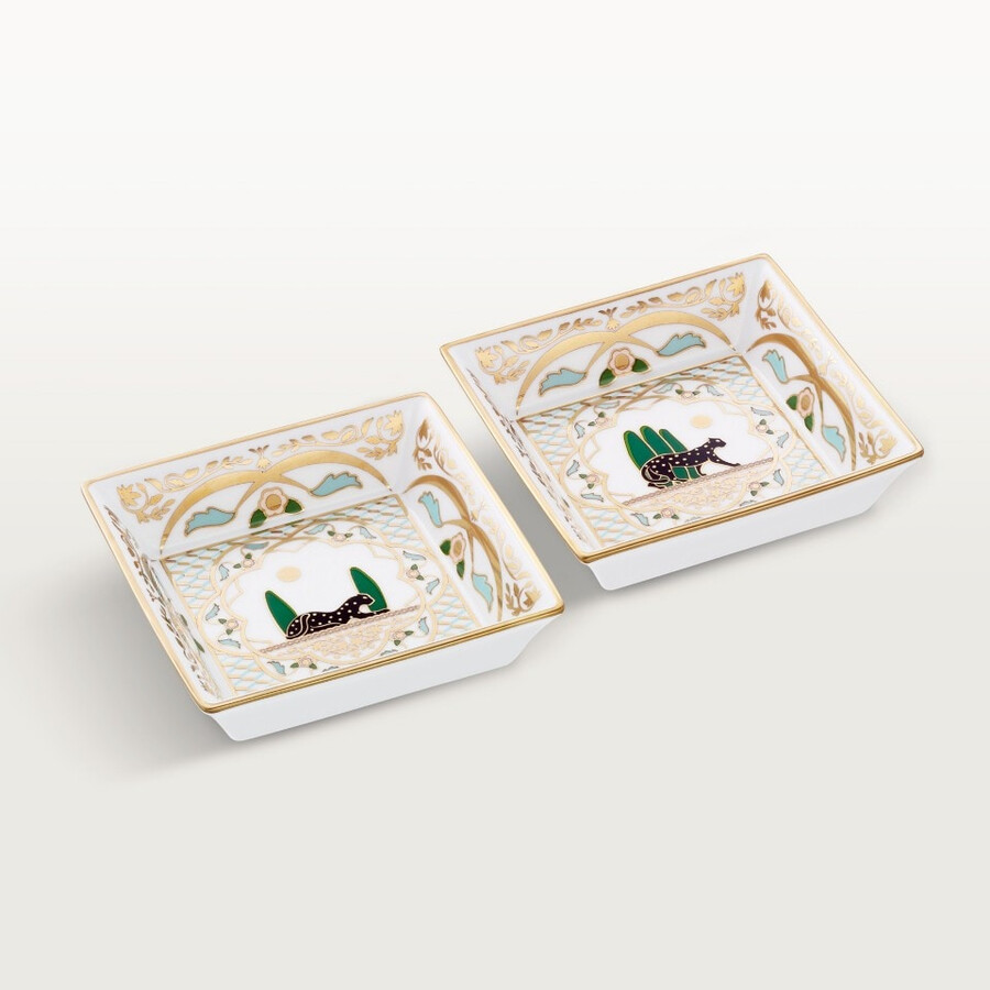 set di due vassoi portaoggetti panthère de cartier modello piccolo