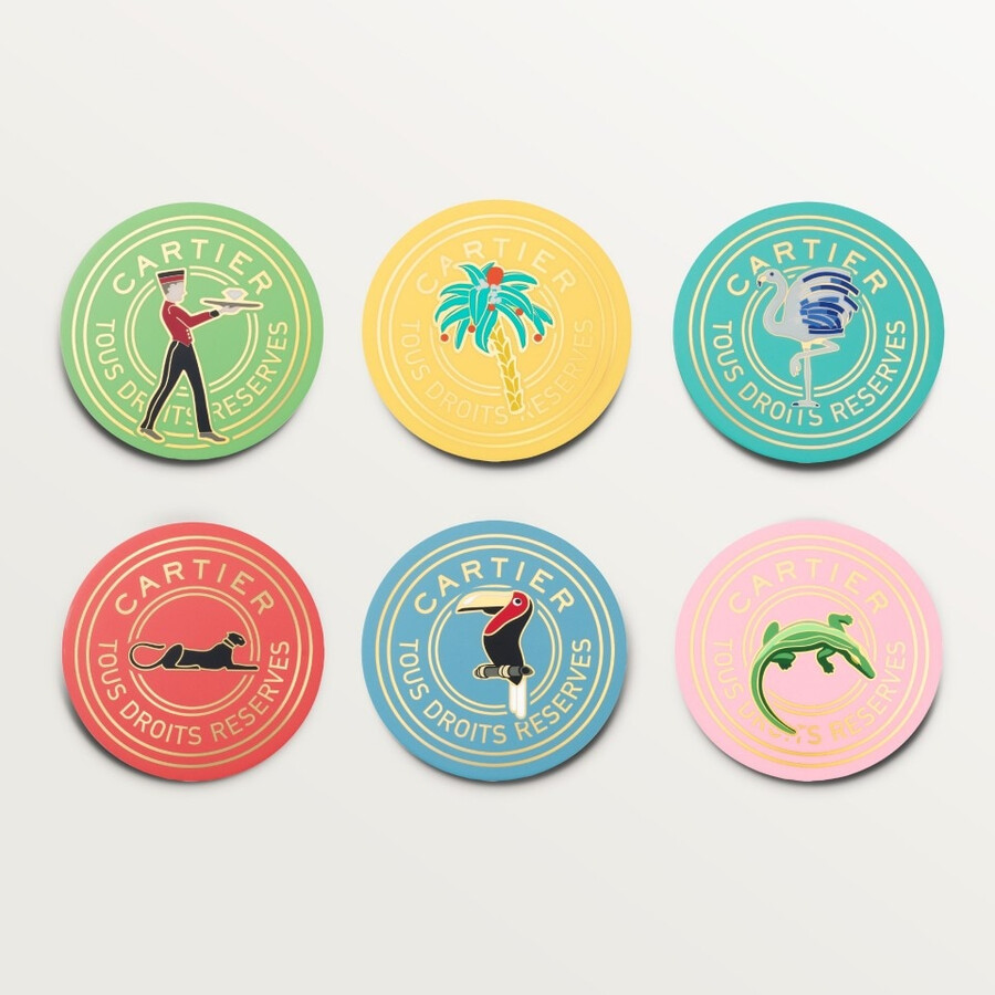 set di sei sottobicchieri cartier characters