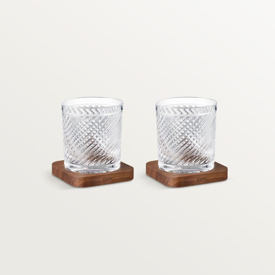 set santos de cartier composto da 2 bicchieri e 2 sottobicchieri
