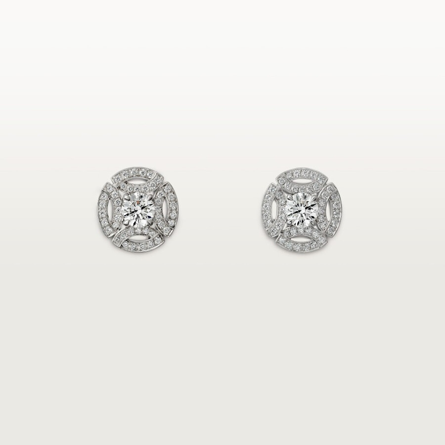 orecchini a bottone galanterie de cartier 2 diamanti taglio brillante pavé