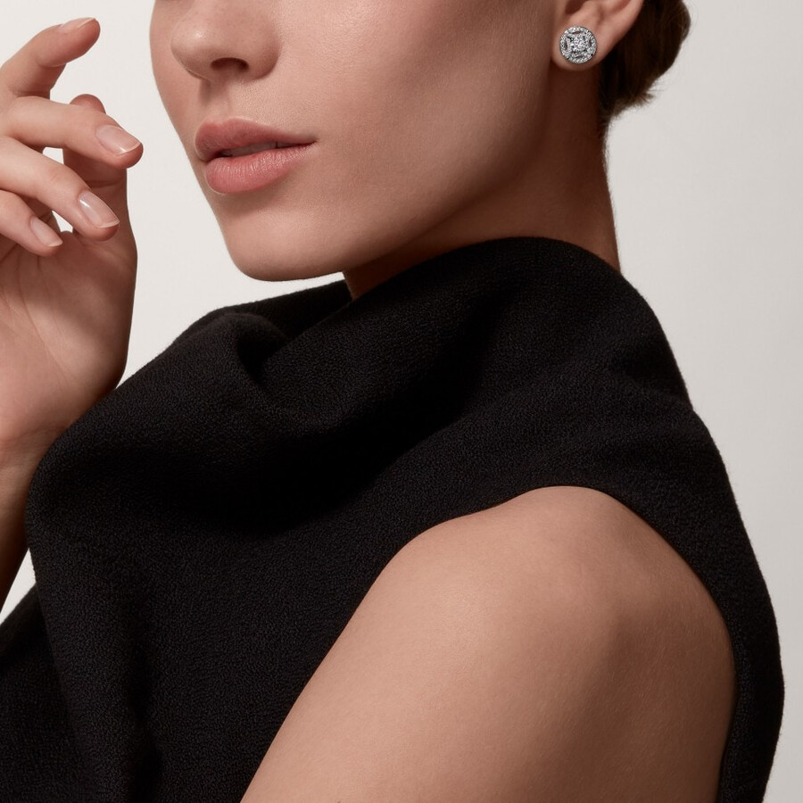 orecchini a bottone galanterie de cartier 2 diamanti taglio brillante pavé