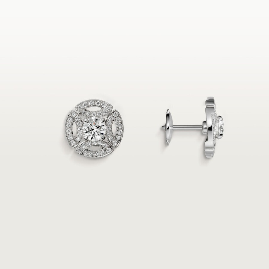 orecchini a bottone galanterie de cartier 2 diamanti taglio brillante pavé
