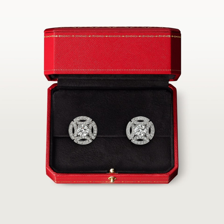 orecchini a bottone galanterie de cartier 2 diamanti taglio brillante pavé