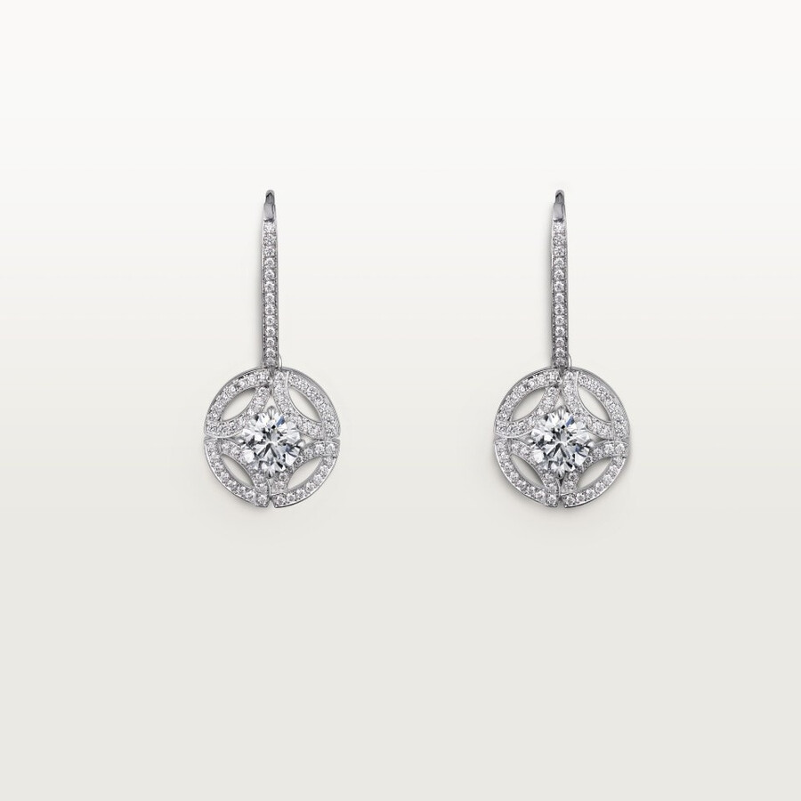 orecchini a lobo galanterie de cartier 2 diamanti taglio brillante pavé