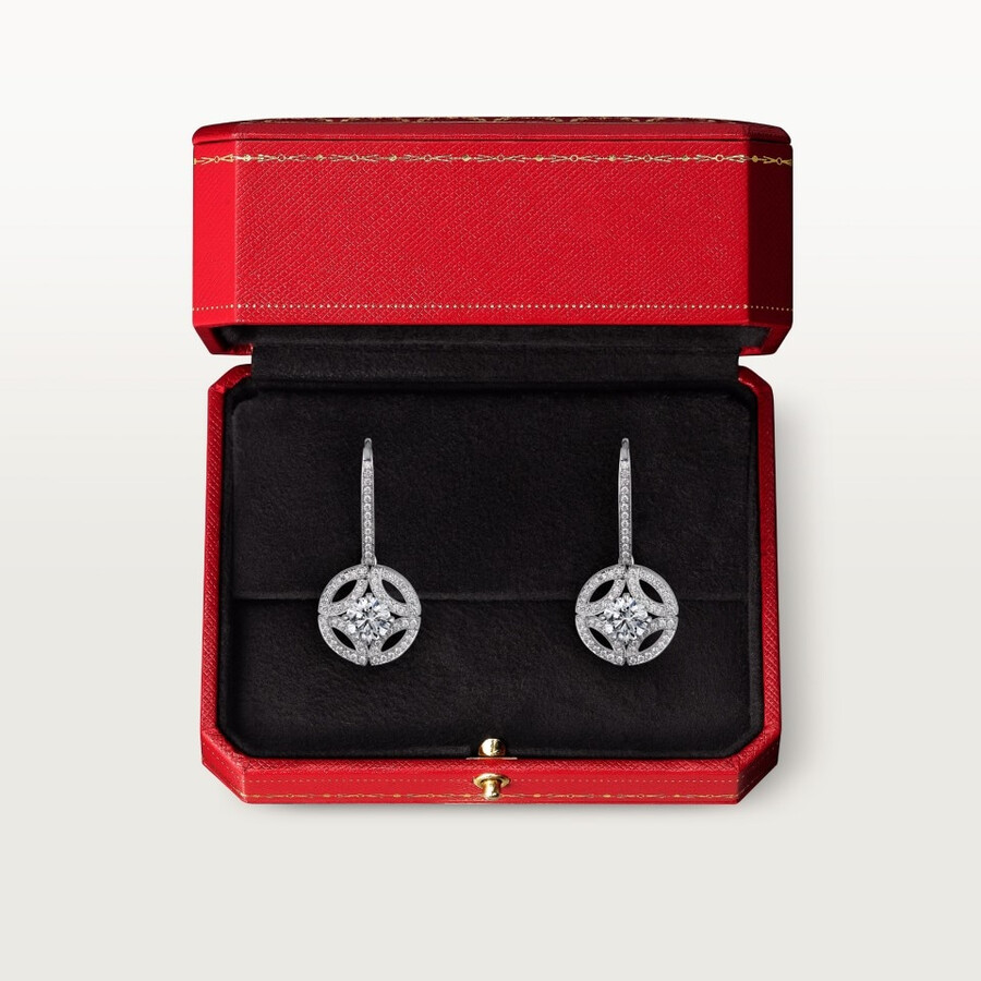 orecchini a lobo galanterie de cartier 2 diamanti taglio brillante pavé