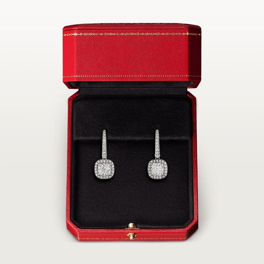 orecchini cartier destinée 2 diamanti taglio cuscino pavé