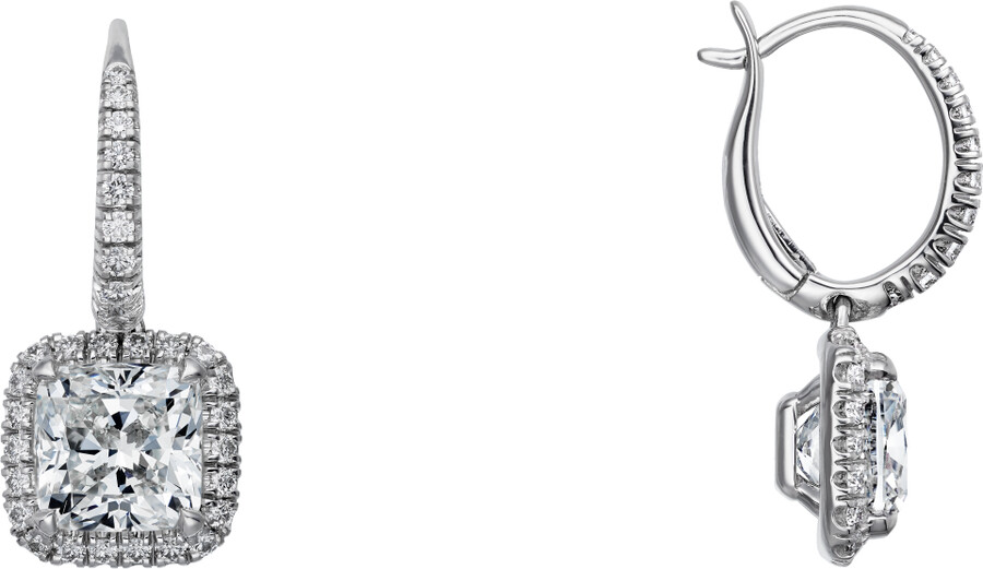 orecchini cartier destinée 2 diamanti taglio cuscino pavé