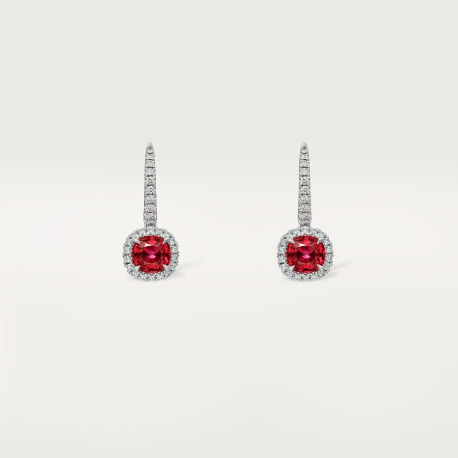 orecchini cartier destinée 2 rubini taglio cuscino pavé