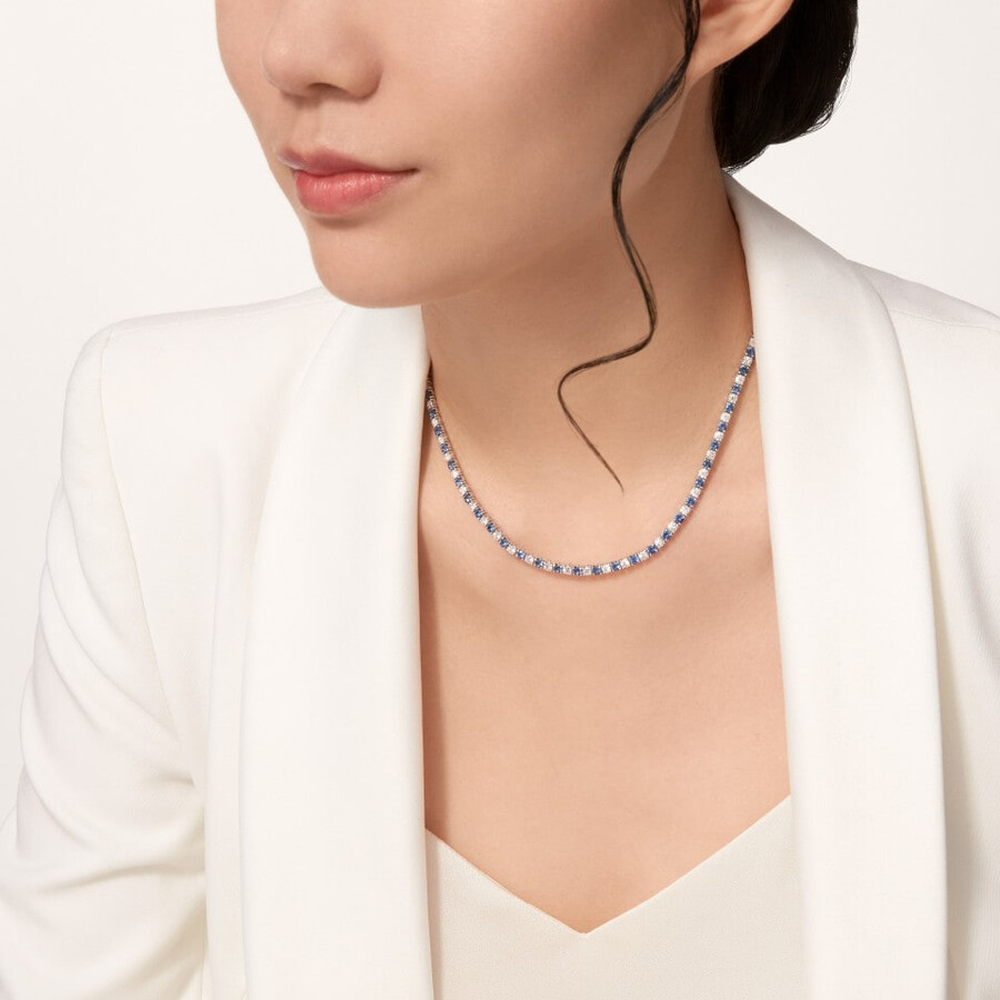 collana essential lines zaffiri taglio brillante e diamanti
