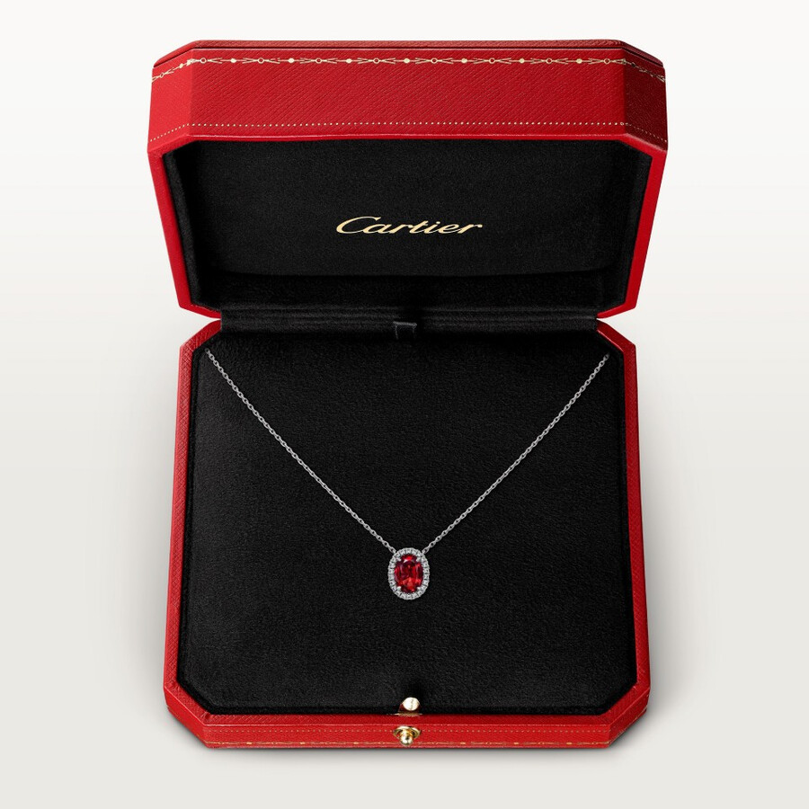 pendente cartier destinée rubino taglio ovale pavé