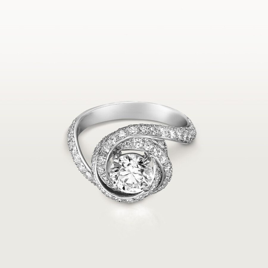 solitario trinity ribbon diamante taglio brillante pavé