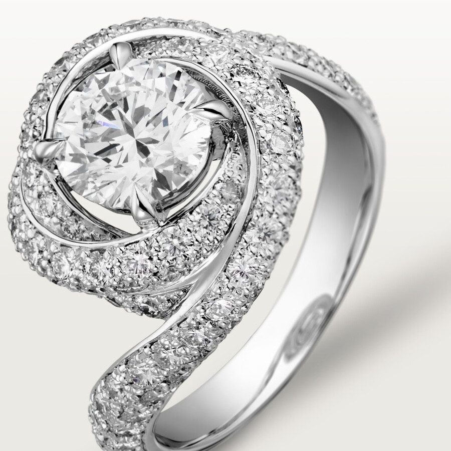 solitario trinity ribbon diamante taglio brillante pavé