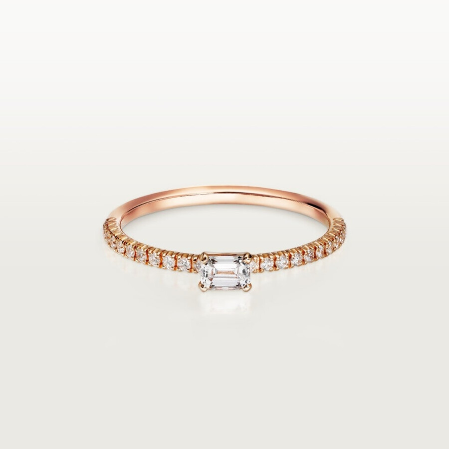anello etincelle de cartier diamante taglio smeraldo pavé