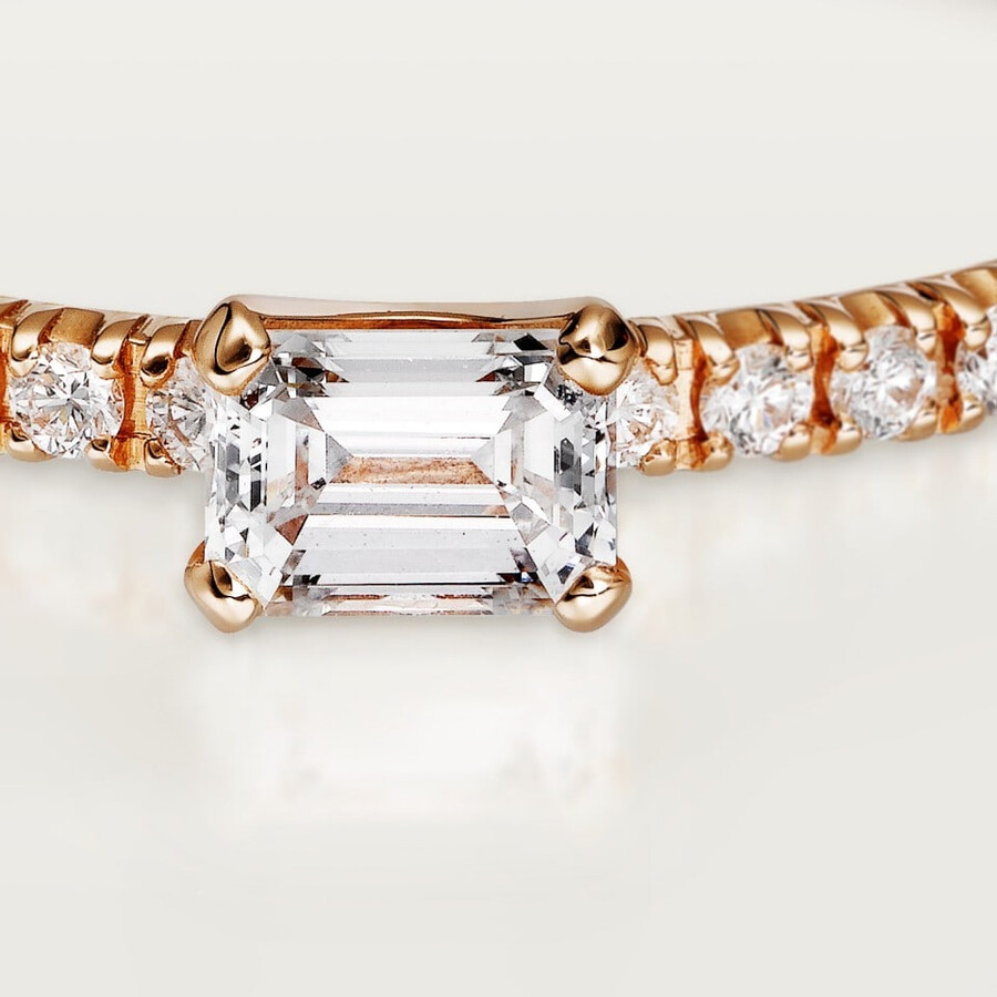 anello etincelle de cartier diamante taglio smeraldo pavé
