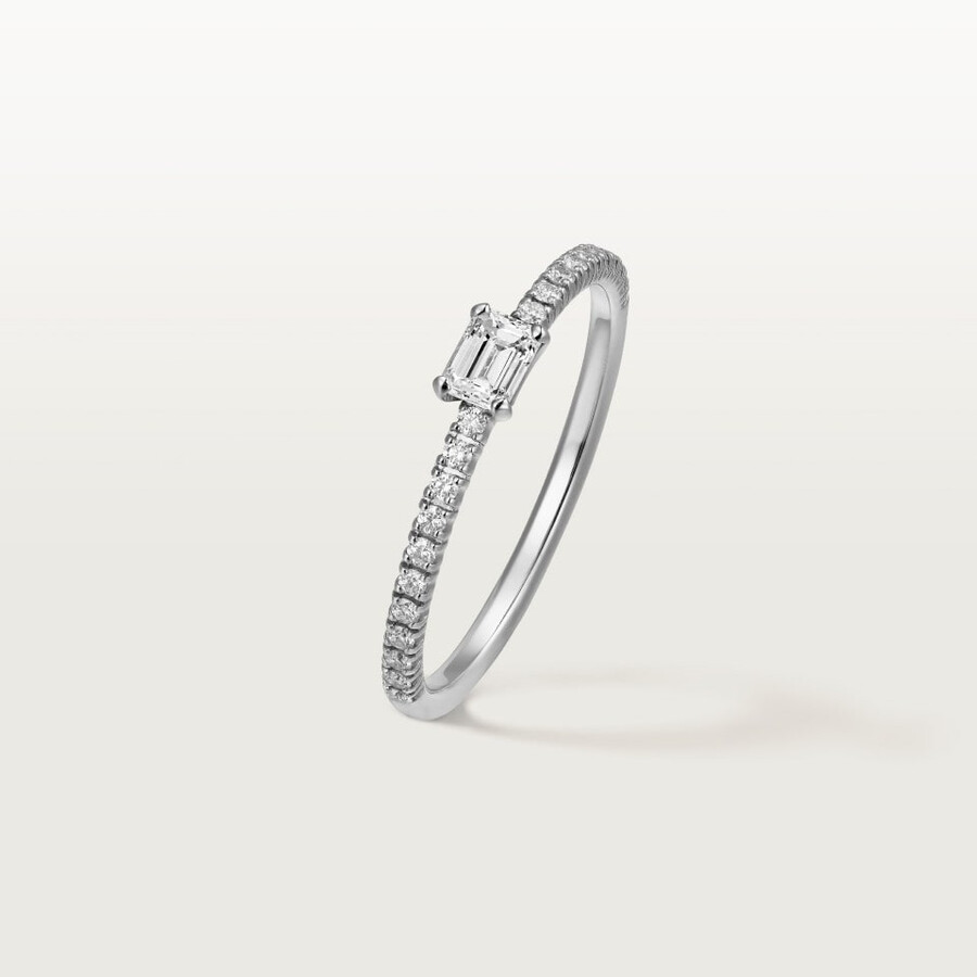 anello etincelle de cartier diamante taglio smeraldo pavé