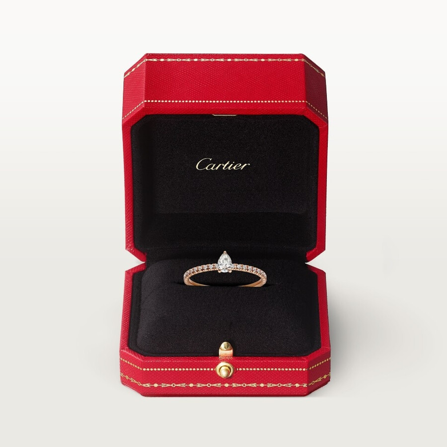 anello etincelle de cartier diamante a forma di pera pavé