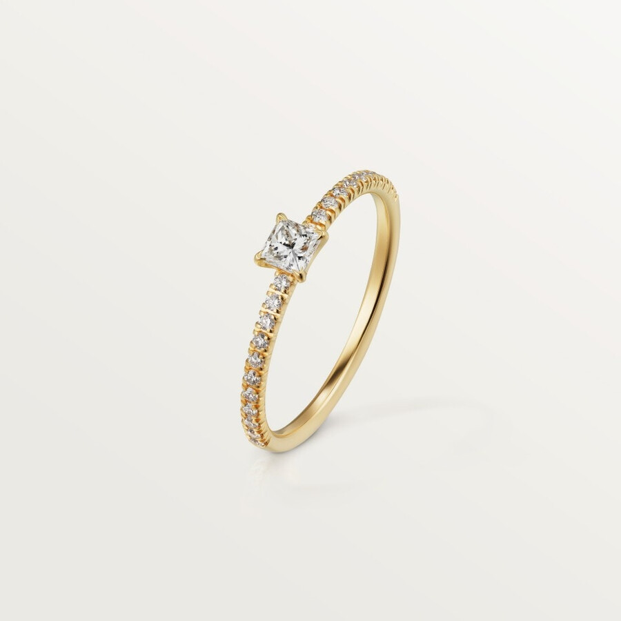 anello etincelle de cartier diamante taglio principessa pavé