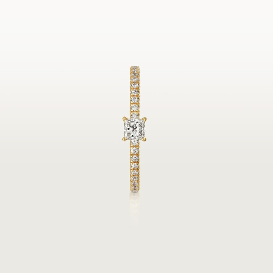 anello etincelle de cartier diamante taglio principessa pavé