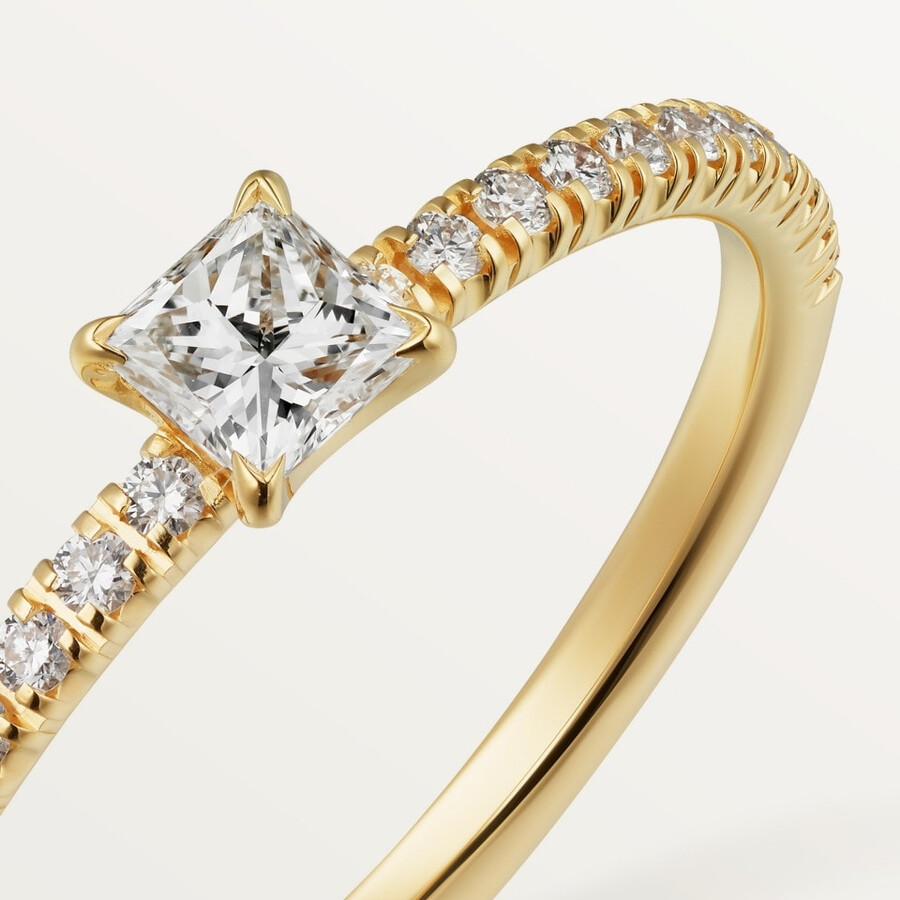 anello etincelle de cartier diamante taglio principessa pavé