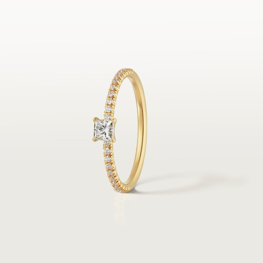 anello etincelle de cartier diamante taglio principessa pavé