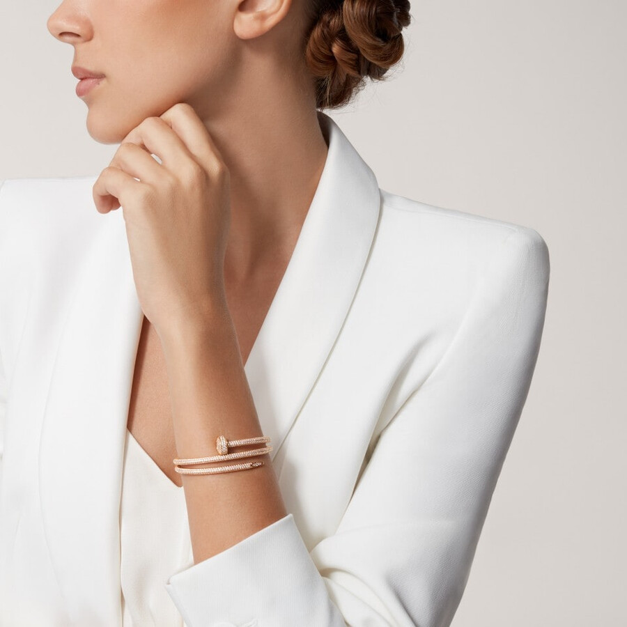 bracciale juste un clou doppio semi-pavé