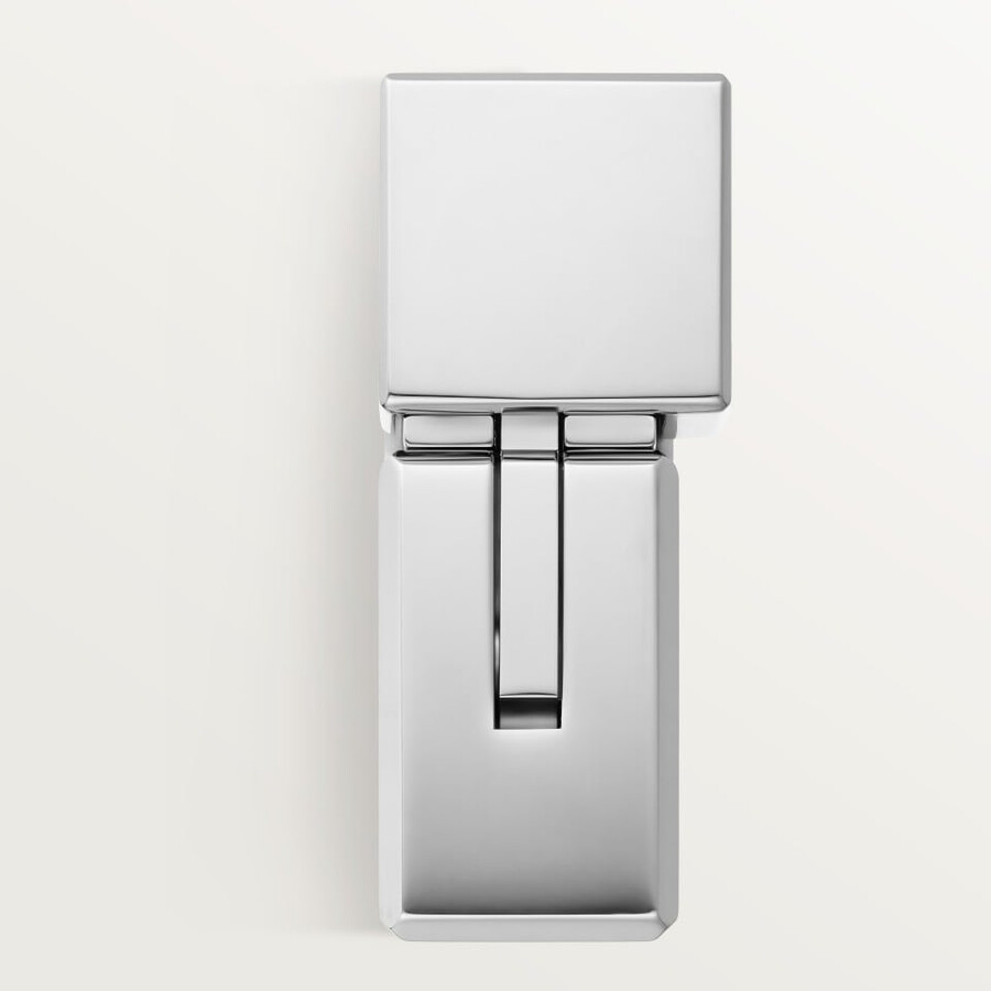 accendino quadrato con logo double c de cartier e motivo sunray in finitura palladio
