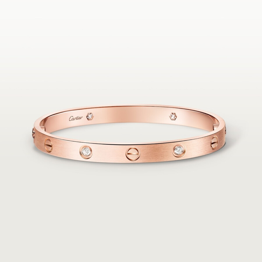 bracciale love modello classico spazzolato 4 diamanti