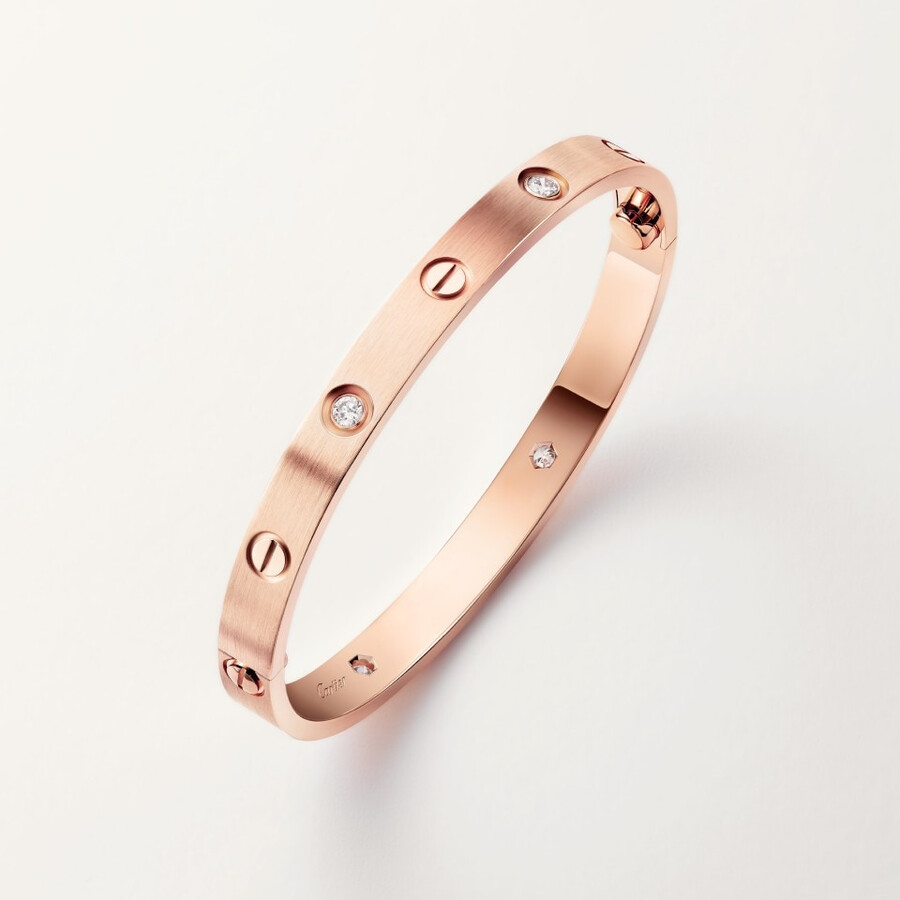 bracciale love modello classico spazzolato 4 diamanti