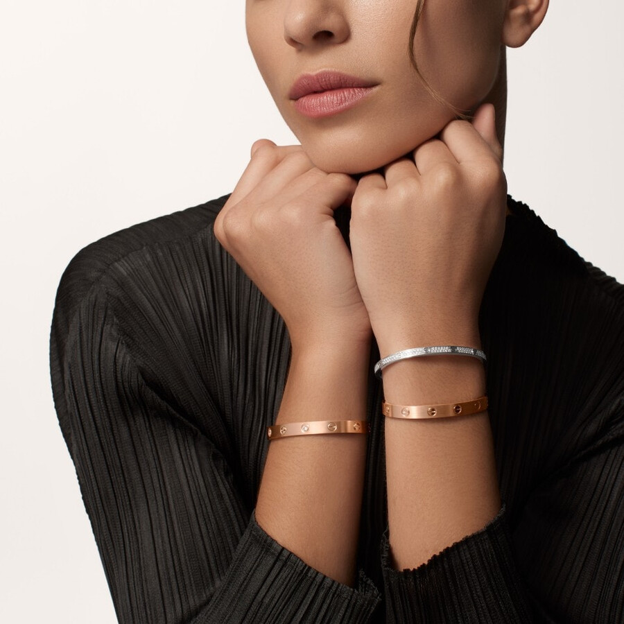 bracciale love modello classico spazzolato 4 diamanti