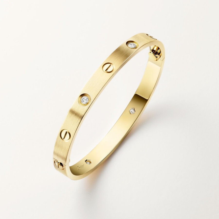 bracciale love modello classico spazzolato 4 diamanti