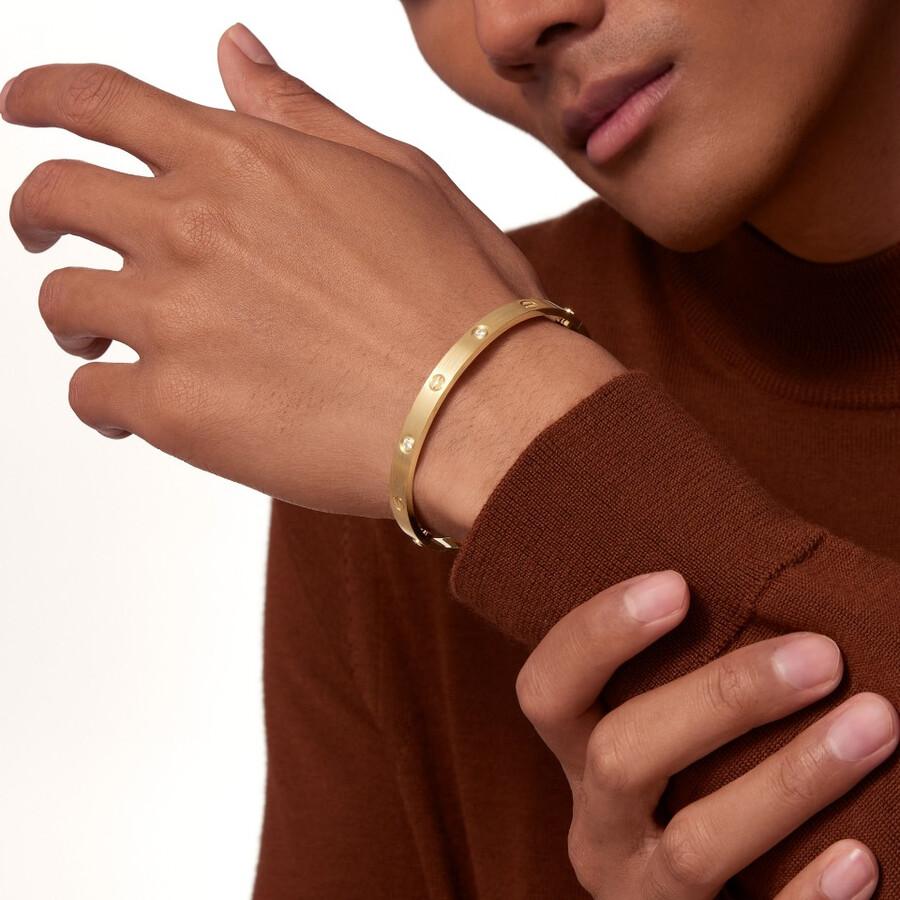 bracciale love modello classico spazzolato 4 diamanti