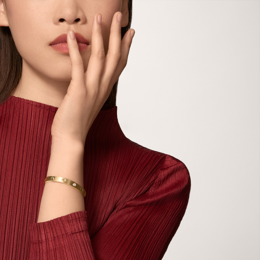 bracciale love modello classico spazzolato 4 diamanti