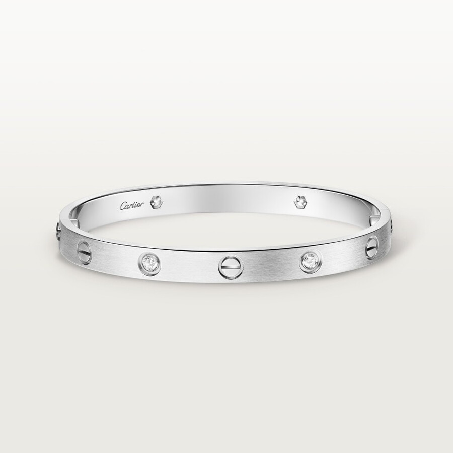 bracciale love modello classico spazzolato 4 diamanti