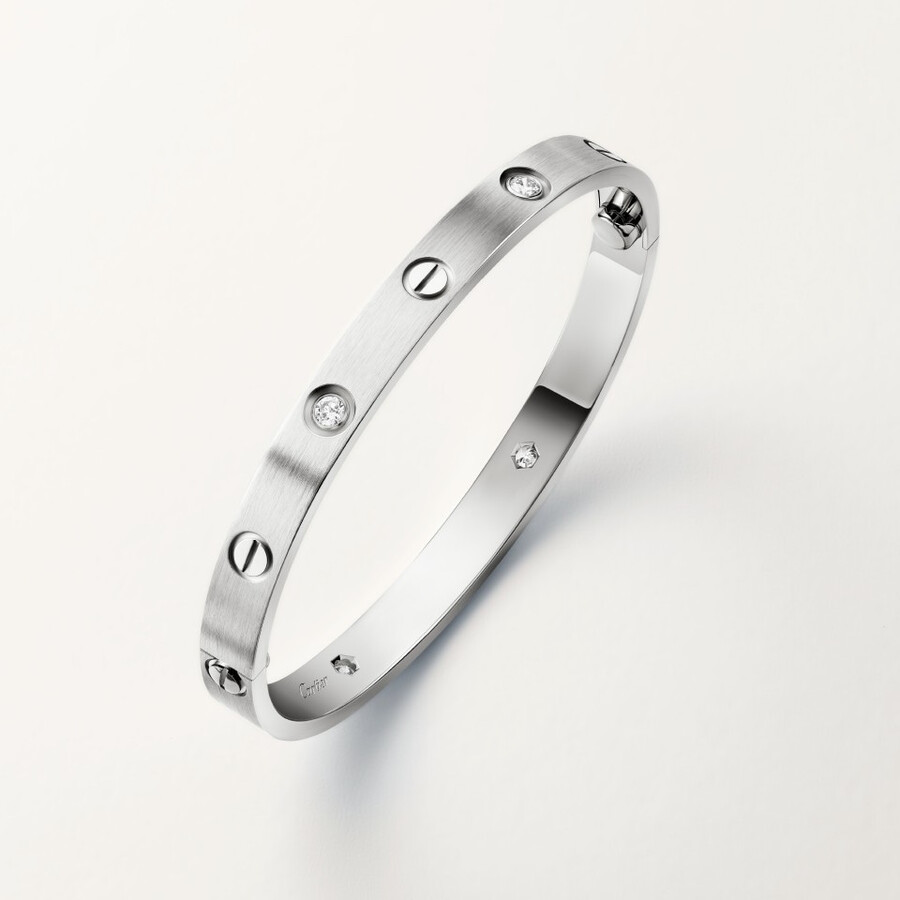bracciale love modello classico spazzolato 4 diamanti