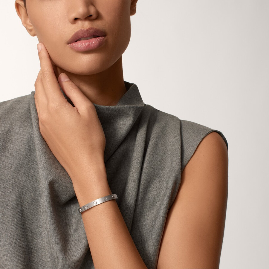 bracciale love modello classico spazzolato 4 diamanti