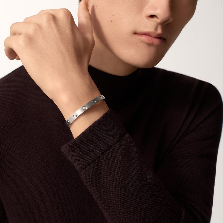 bracciale love modello classico spazzolato 4 diamanti