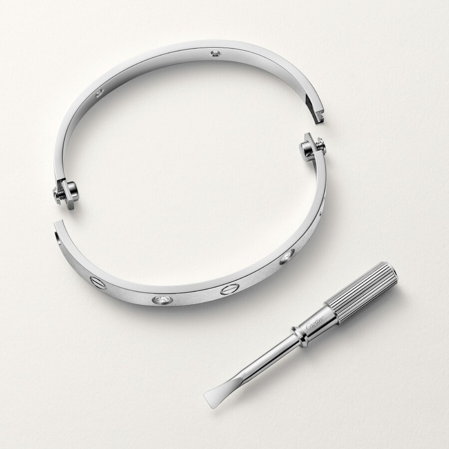 bracciale love modello classico spazzolato 4 diamanti