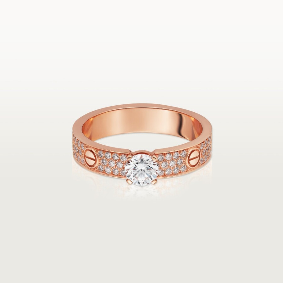 solitario love diamante taglio brillante pavé