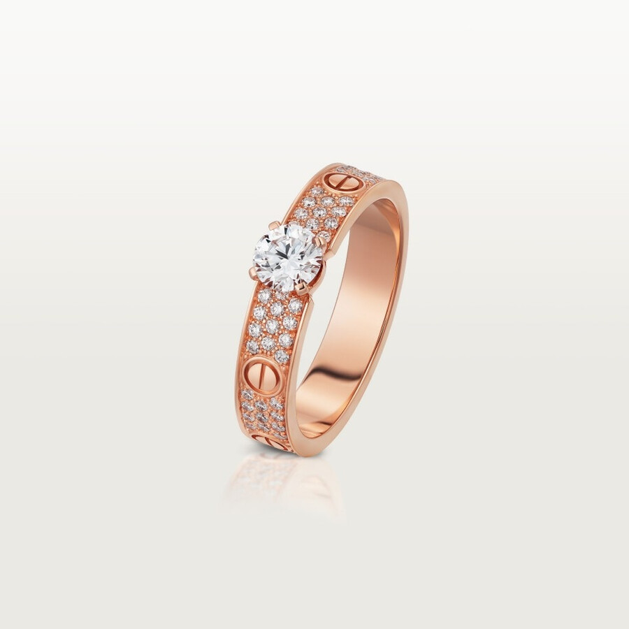 solitario love diamante taglio brillante pavé