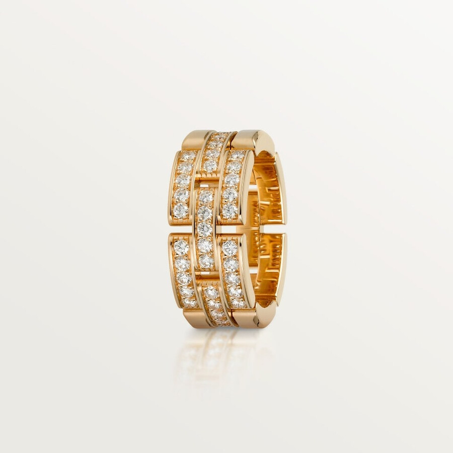 anello maillon panthère tripla fila semi-pavé