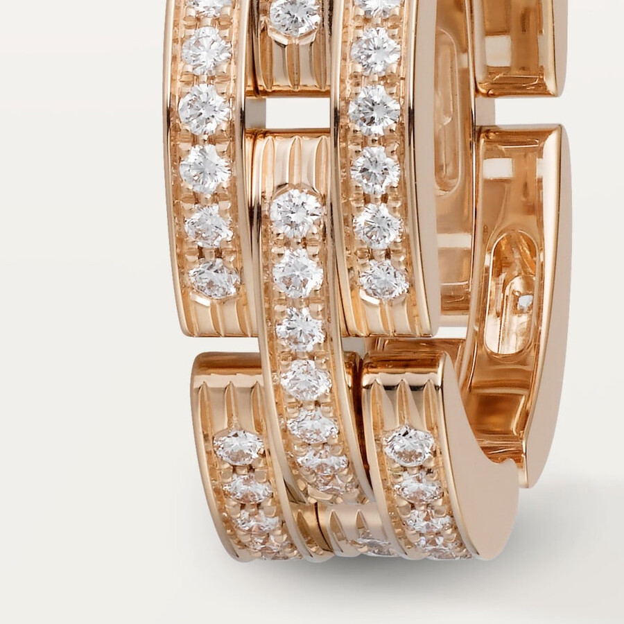 anello maillon panthère triplo giro pavé