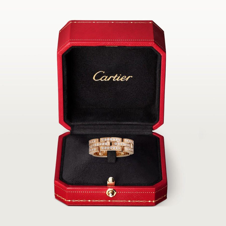 anello maillon panthère triplo giro pavé