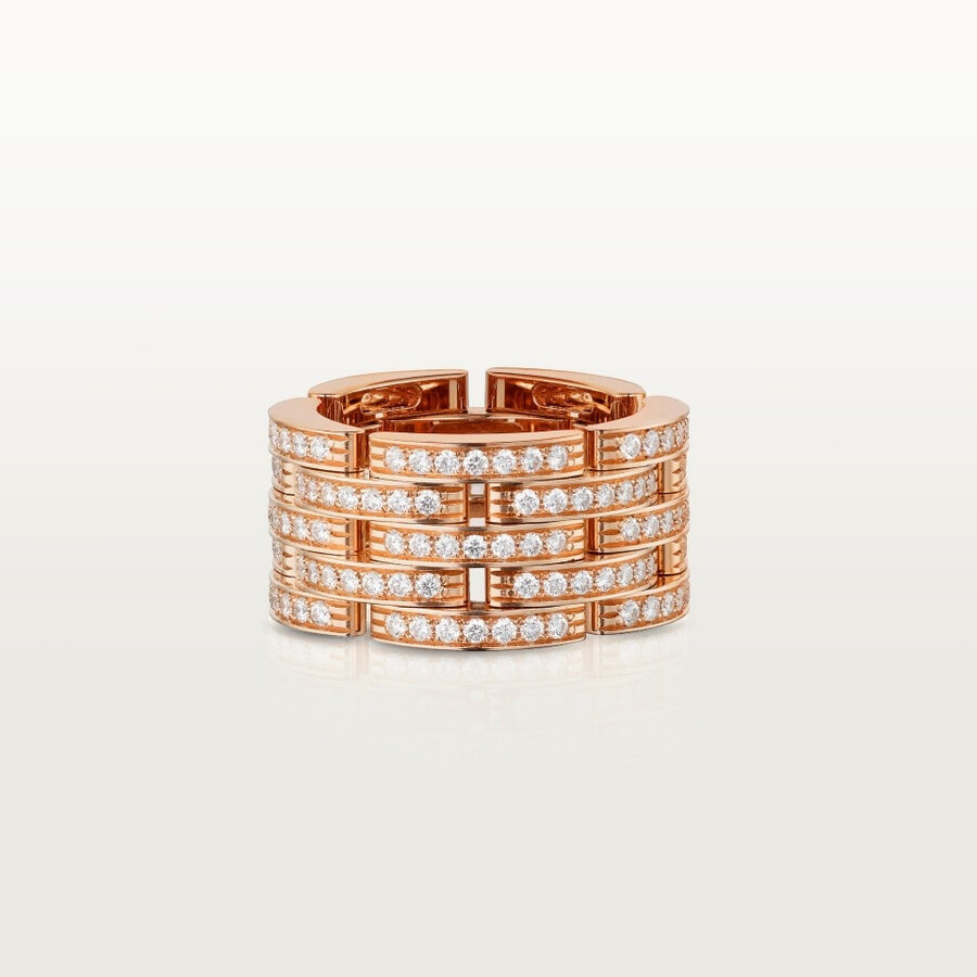 anello maillon panthère cinque file pavimentato
