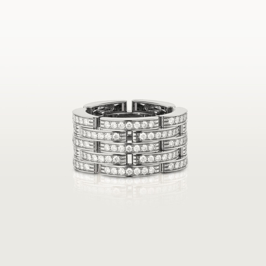 anello maillon panthère cinque file pavimentato