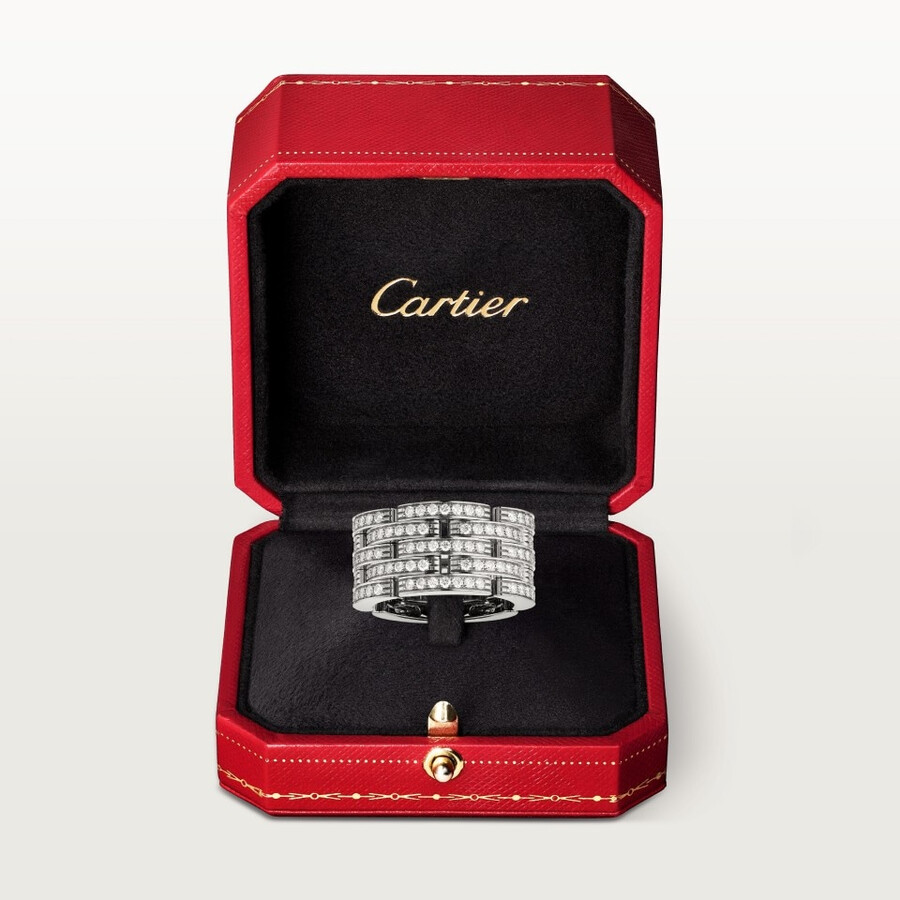 anello maillon panthère cinque file pavimentato