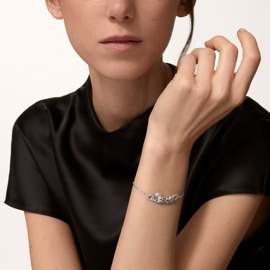 bracciale panthère de cartier su catena semi-pavé