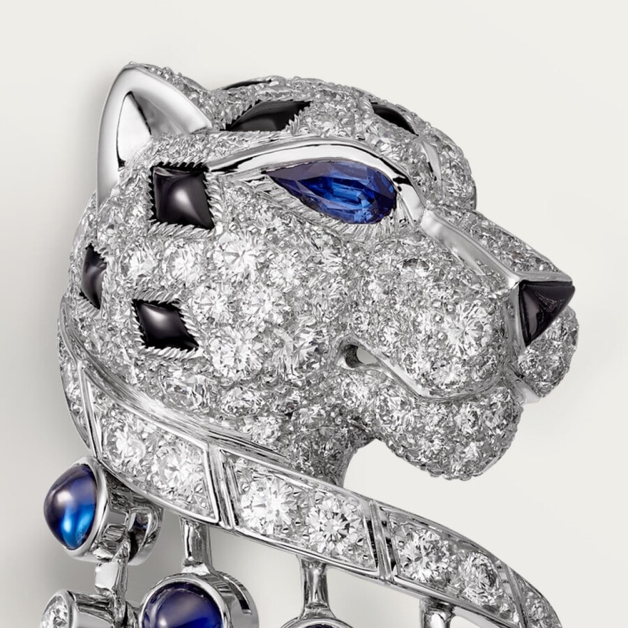 orecchini panthère de cartier zaffiro modello grande pavé